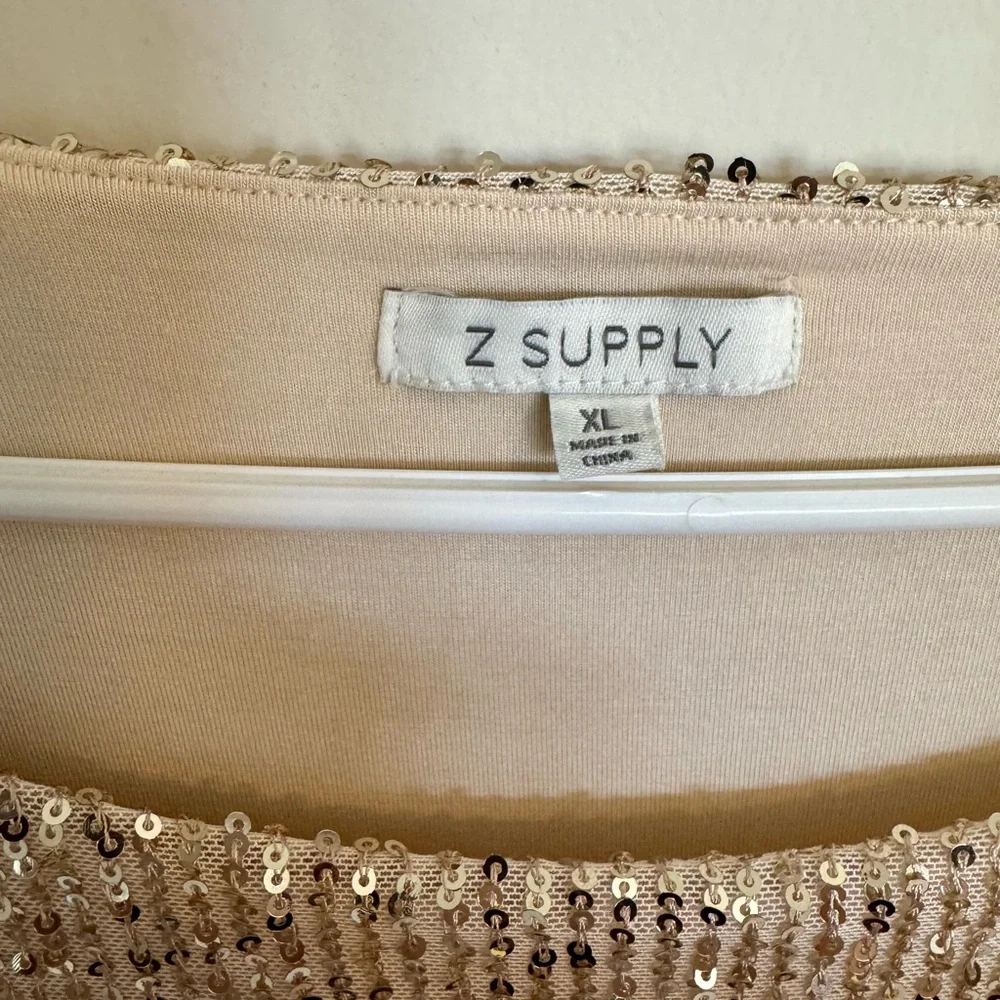 NWOT Z Supply Champagne Gold Sequin Mini Dress - Picture 3 of 6